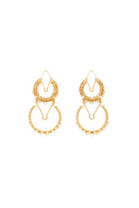 Double brass hoop earrings - Gold and Silver