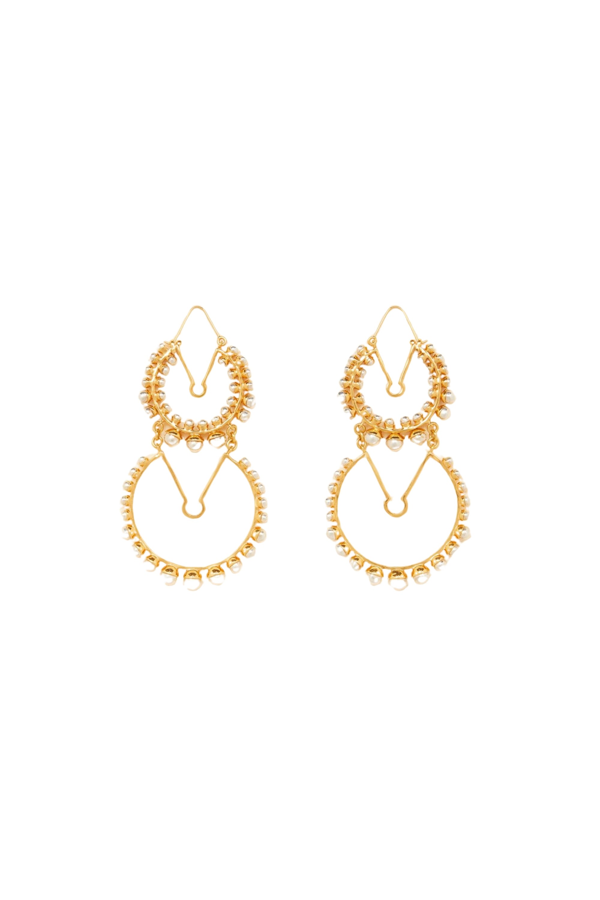 Double brass hoop earrings - Gold and Silver