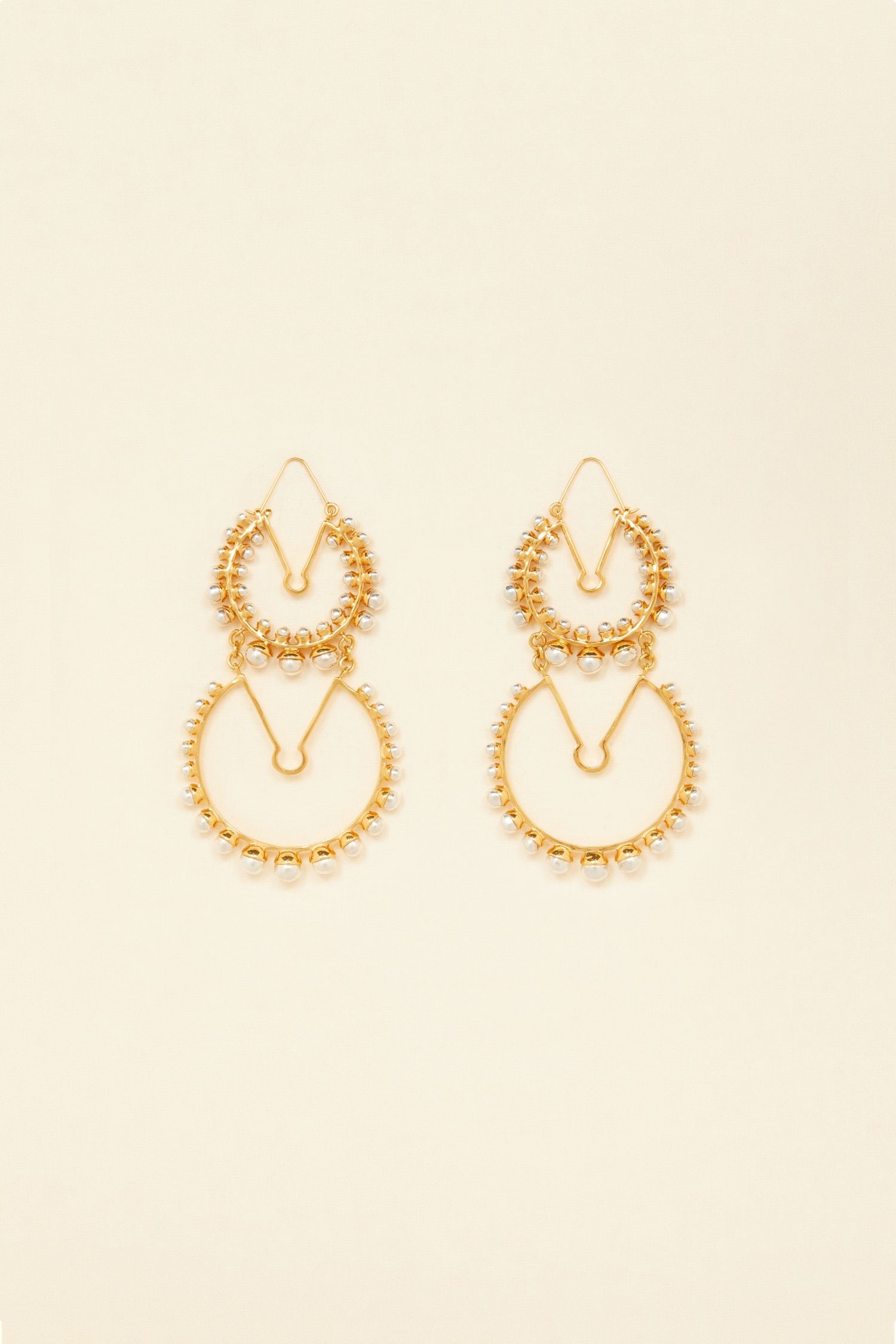 Double brass hoop earrings - Gold and Silver