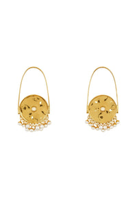 Boucles d'oreilles sphères en laiton et perles - Or