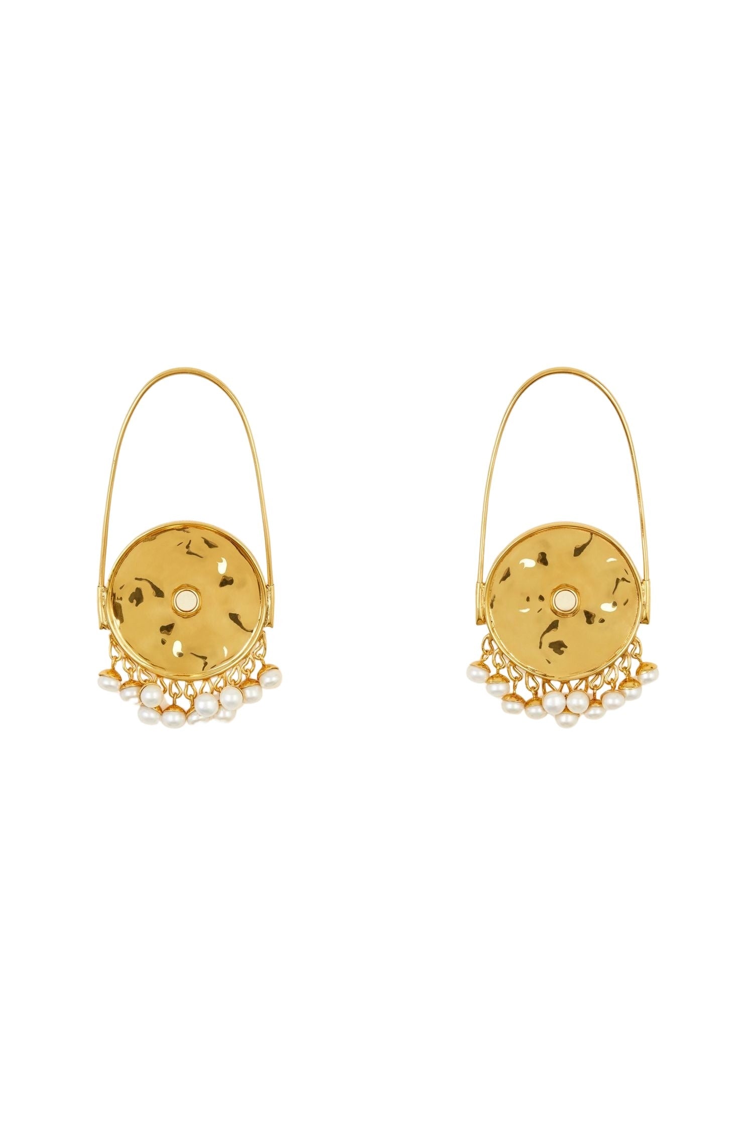 Boucles d'oreilles sphères en laiton et perles - Or