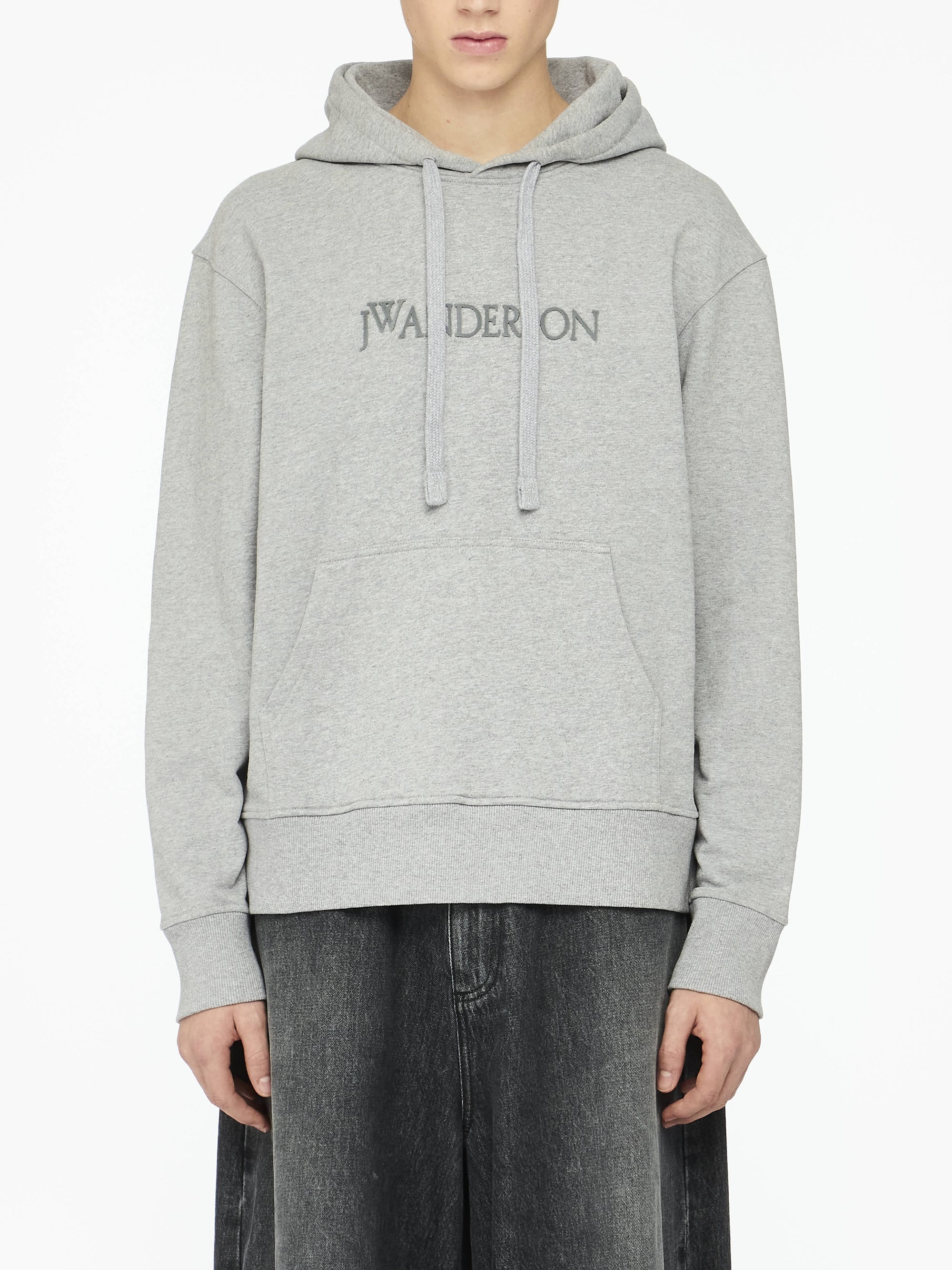 Sweat À Capuche Avec Logo Brodé - Grey Melange
