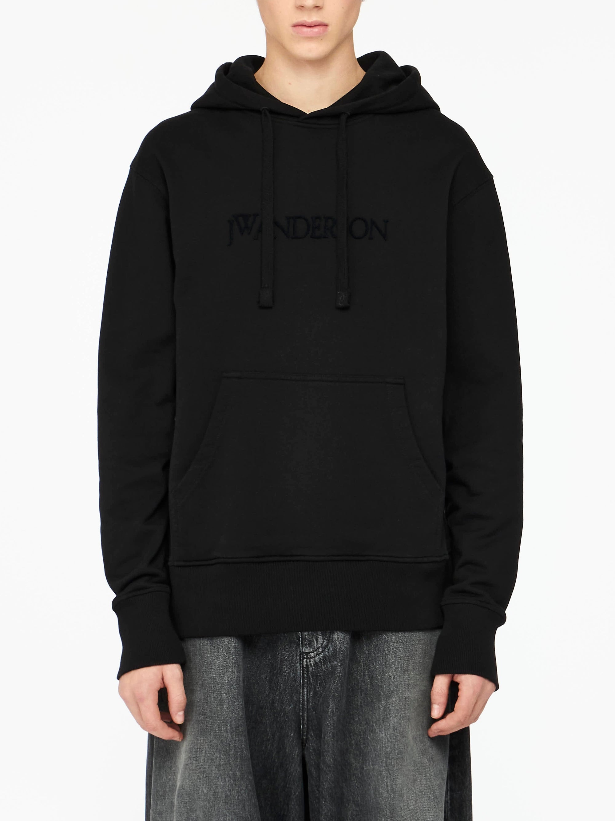 Sweat À Capuche Avec Logo Brodé - Black