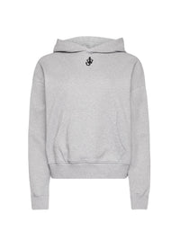 Sweat À Capuche Court Brodé D'Une Ancres - Grey Melange