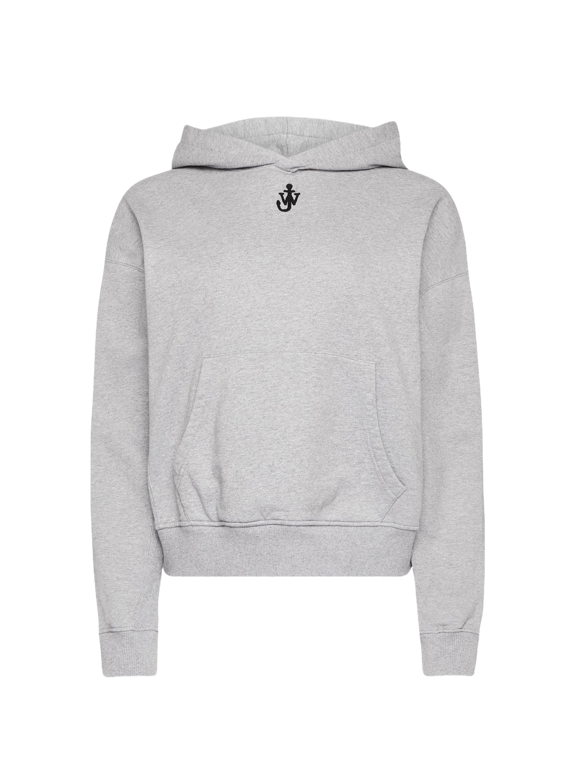 Sweat À Capuche Court Brodé D'Une Ancres - Grey Melange