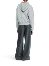 Sweat À Capuche Court Brodé D'Une Ancres - Grey Melange