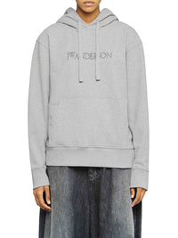 Sweat À Capuche Avec Logo Brodé - Grey Melange