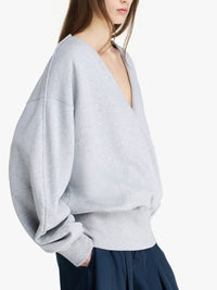 Sweat-Shirt Croisé À Col Rond - Grey Melange
