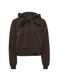 Sweat À Capuche Avec Noeud - Dark Brown Melange