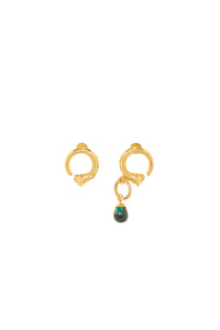 Asymmetrical and stones earrings - Gold and Stones