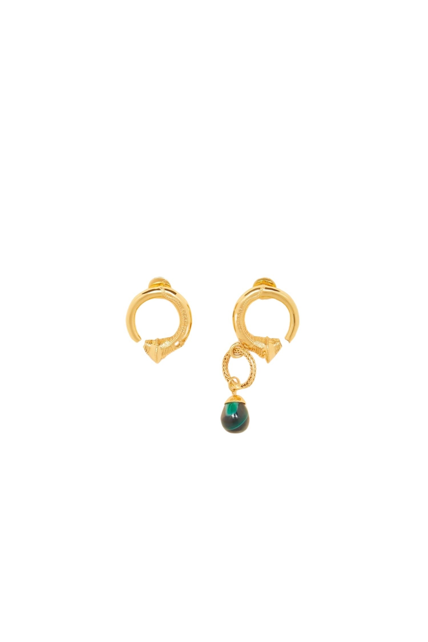 Asymmetrical and stones earrings - Gold and Stones