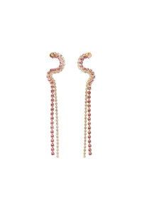 Boucles d'oreilles cascade en cristal et laiton doré - Rose et Doré