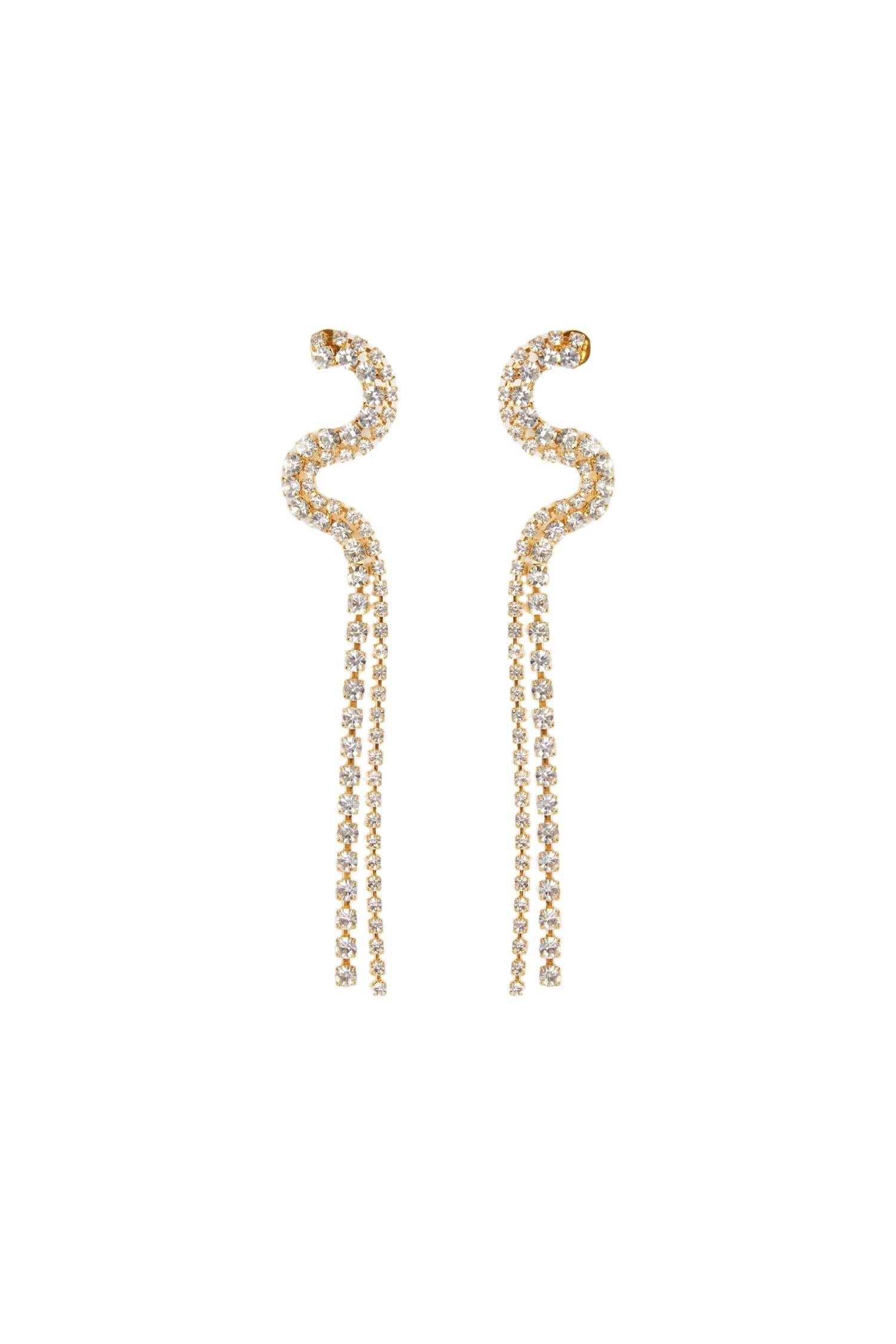 Boucles d'oreilles cascade en cristal et laiton doré