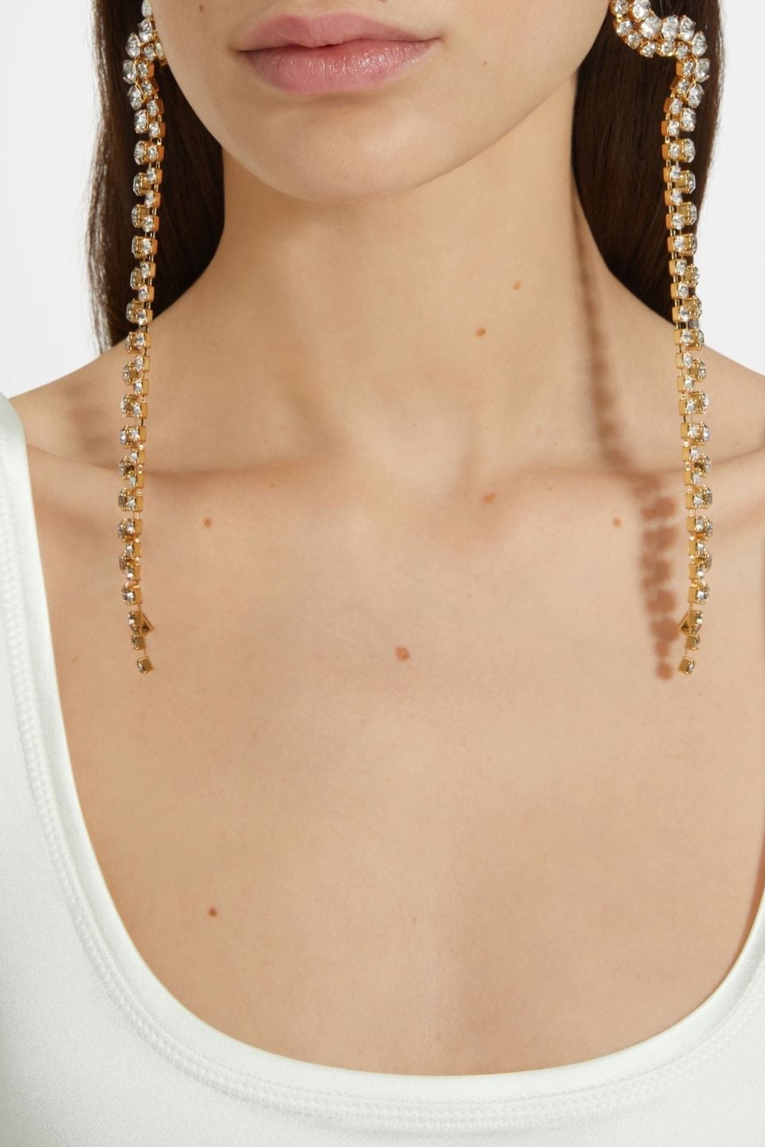Boucles d'oreilles cascade en cristal et laiton doré