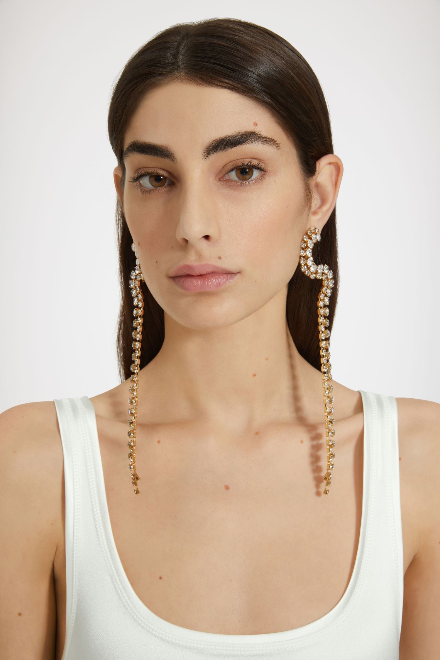Boucles d'oreilles cascade en cristal et laiton doré - Or