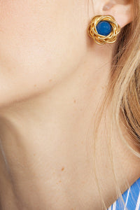 Boucles d'oreilles nid en laiton doré et résine