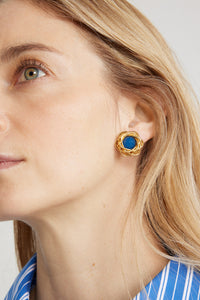 Boucles d'oreilles nid en laiton doré et résine