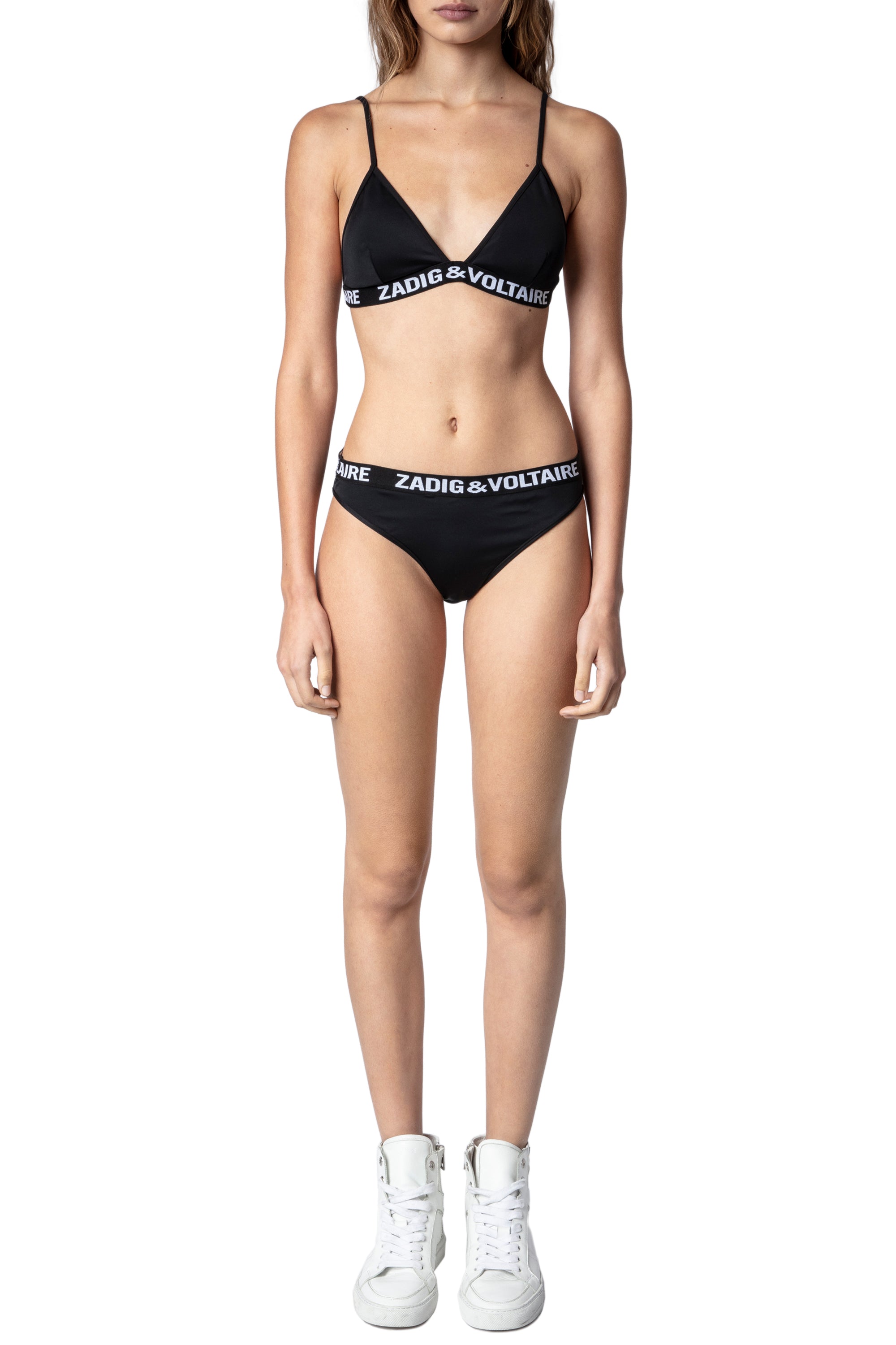 Haut de maillot de bain à logo " ZV" Triangle - Noir