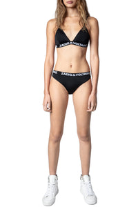 Haut de maillot de bain à logo " ZV" Triangle - Noir