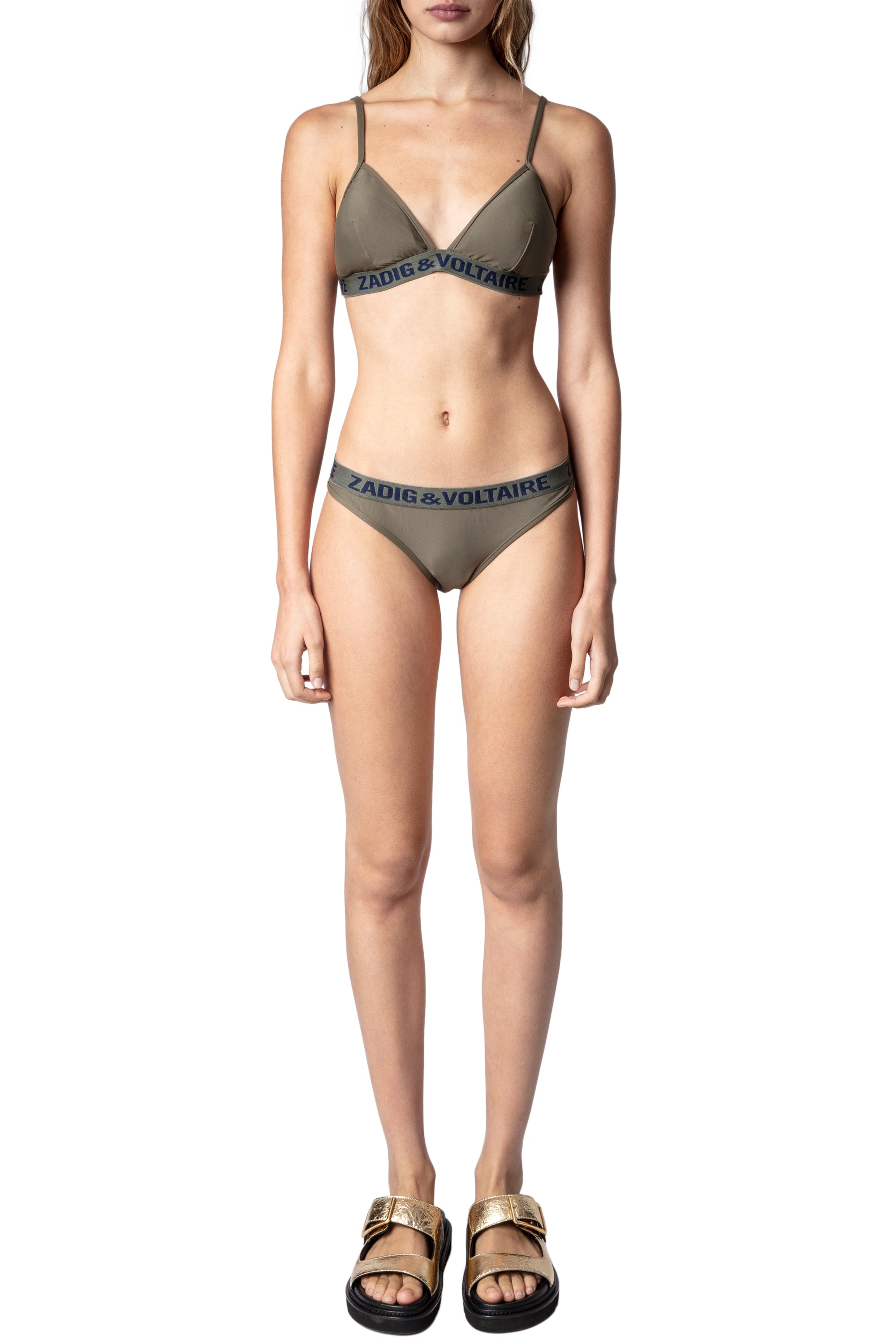 Bas de maillot de bain à logo " ZV" Triangle - Kaki