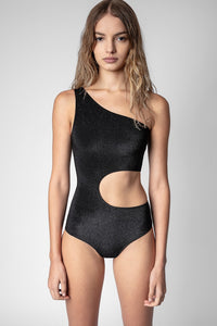 ZHORS LIGNE NOIR CRINCKLE ONE SHOULDER SWIMSUIT
