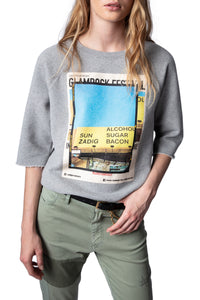 Sweat-shirt Lina en molleton avec imprimé photo - Gris Chine