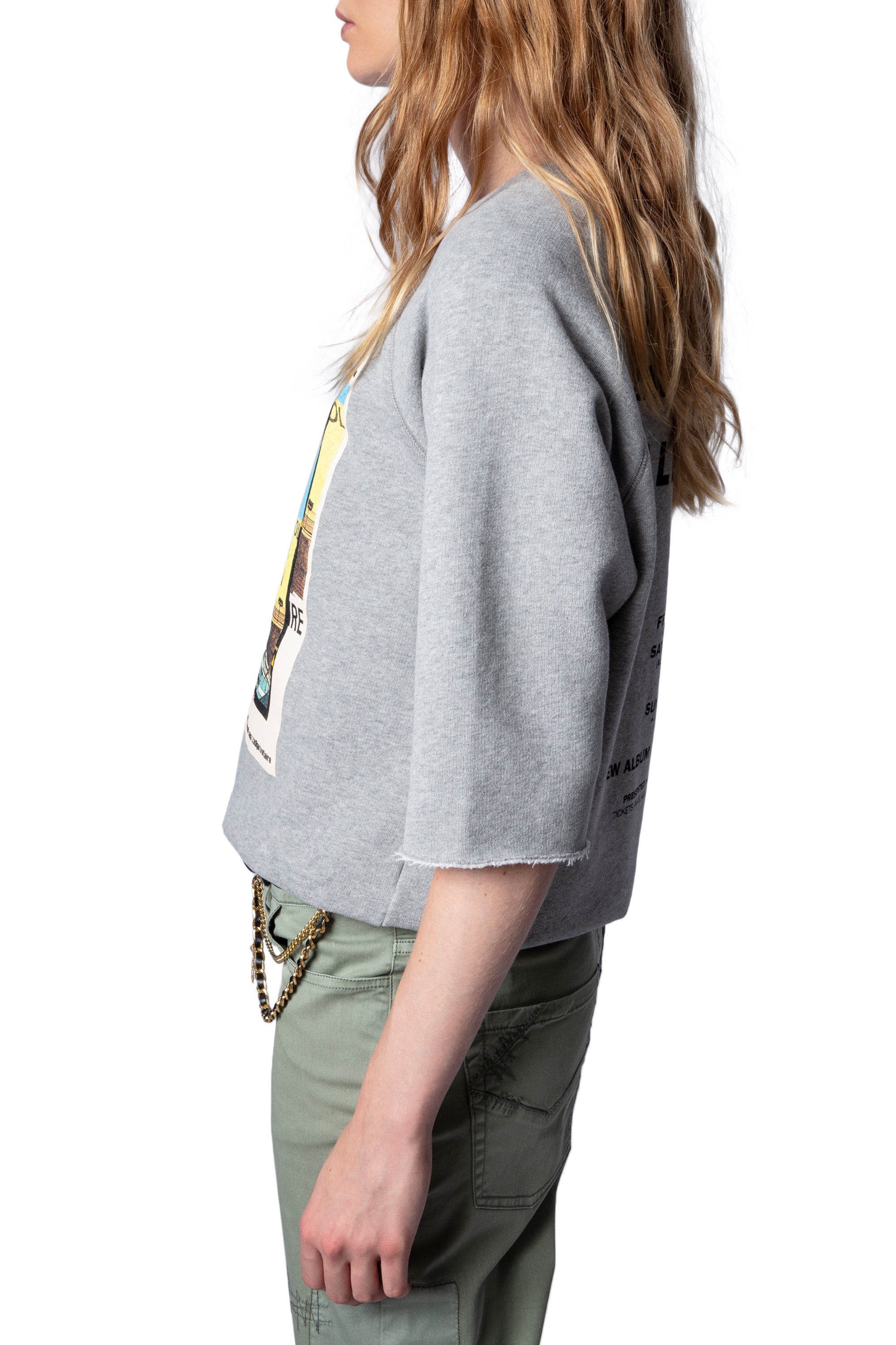 Sweat-shirt Lina en molleton avec imprimé photo - Gris Chine