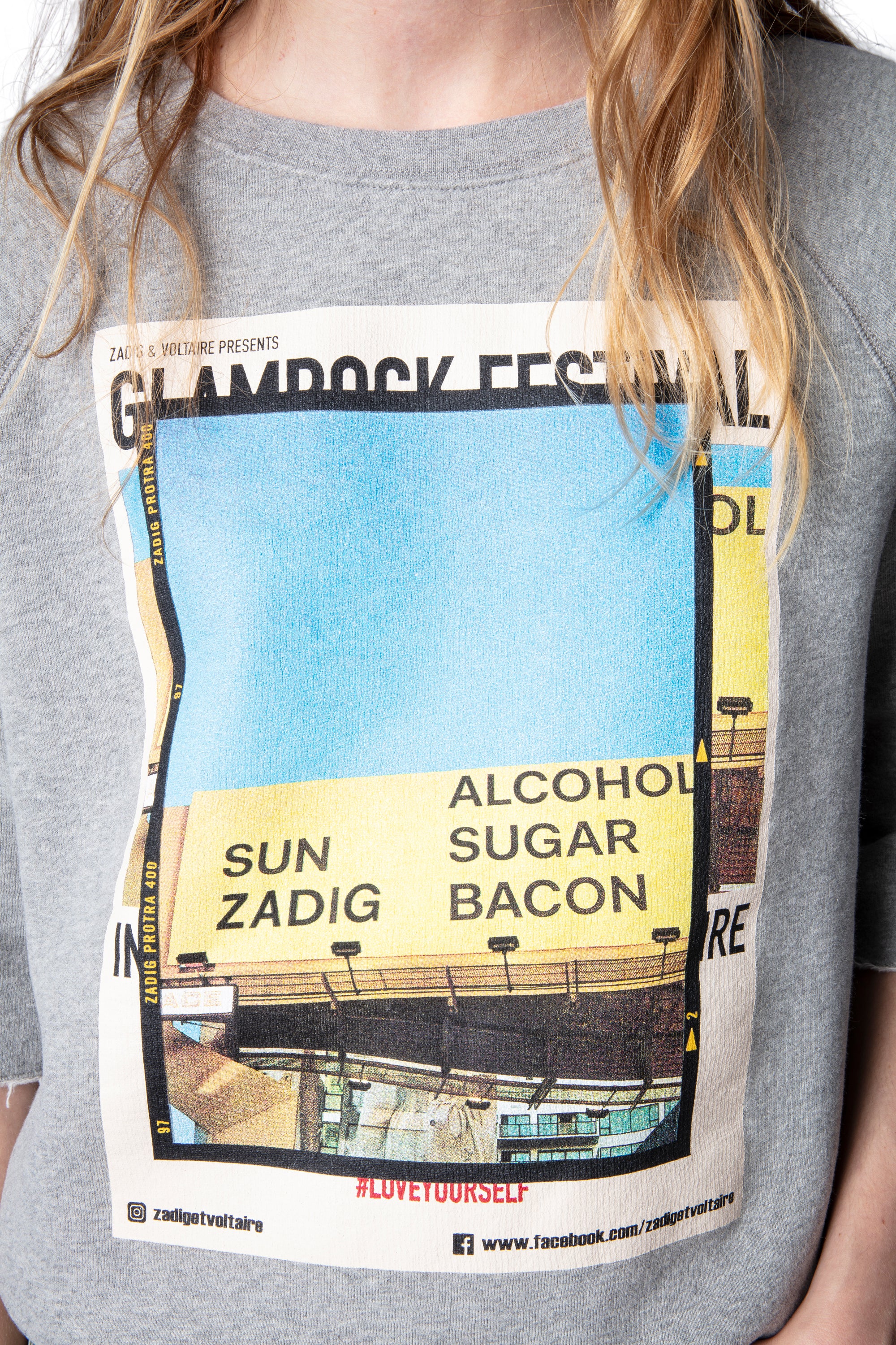 Sweat-shirt Lina en molleton avec imprimé photo - Gris Chine