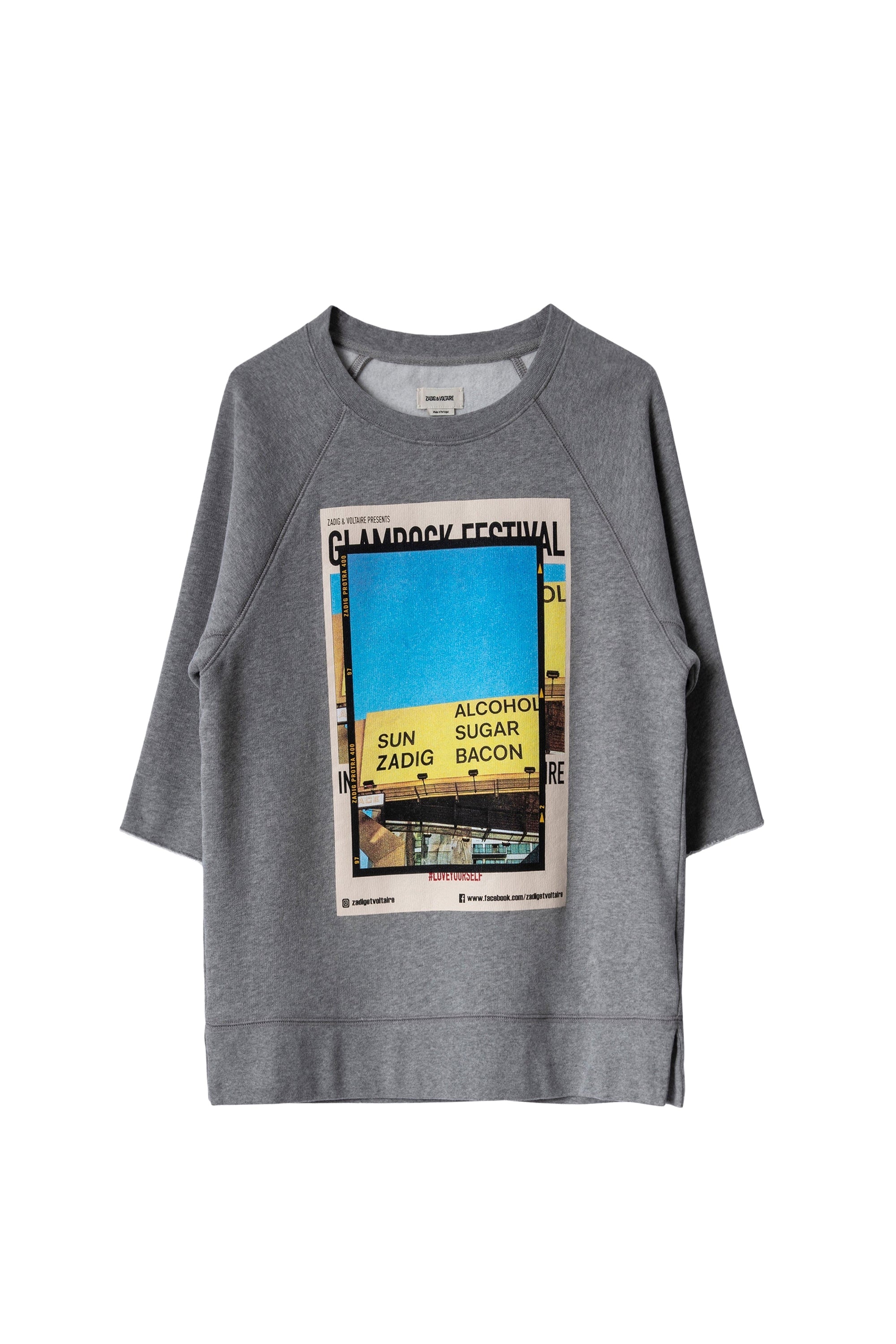 Sweat-shirt Lina en molleton avec imprimé photo - Gris Chine
