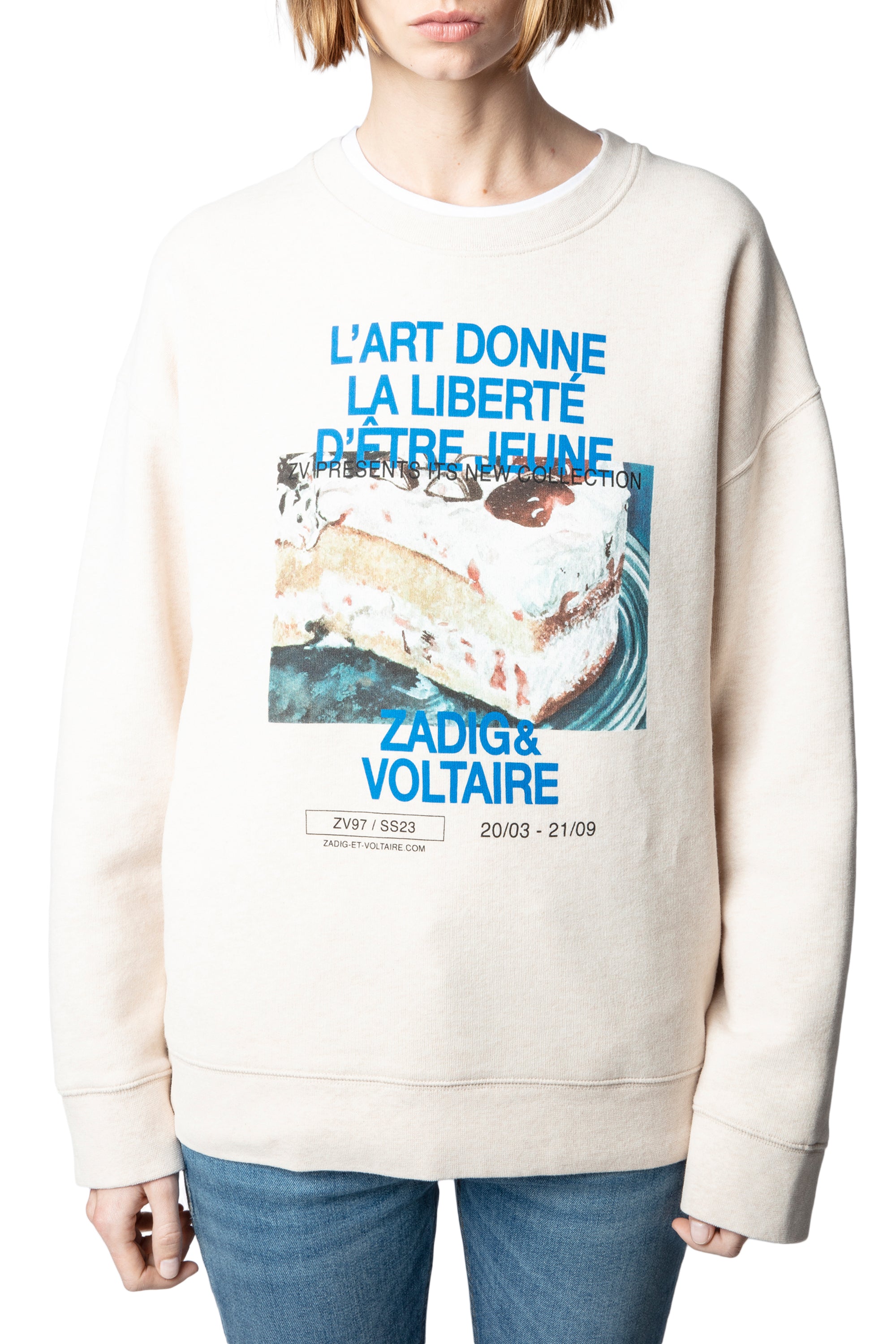 Sweat-shirt Judy Photoprint - Beige Chine