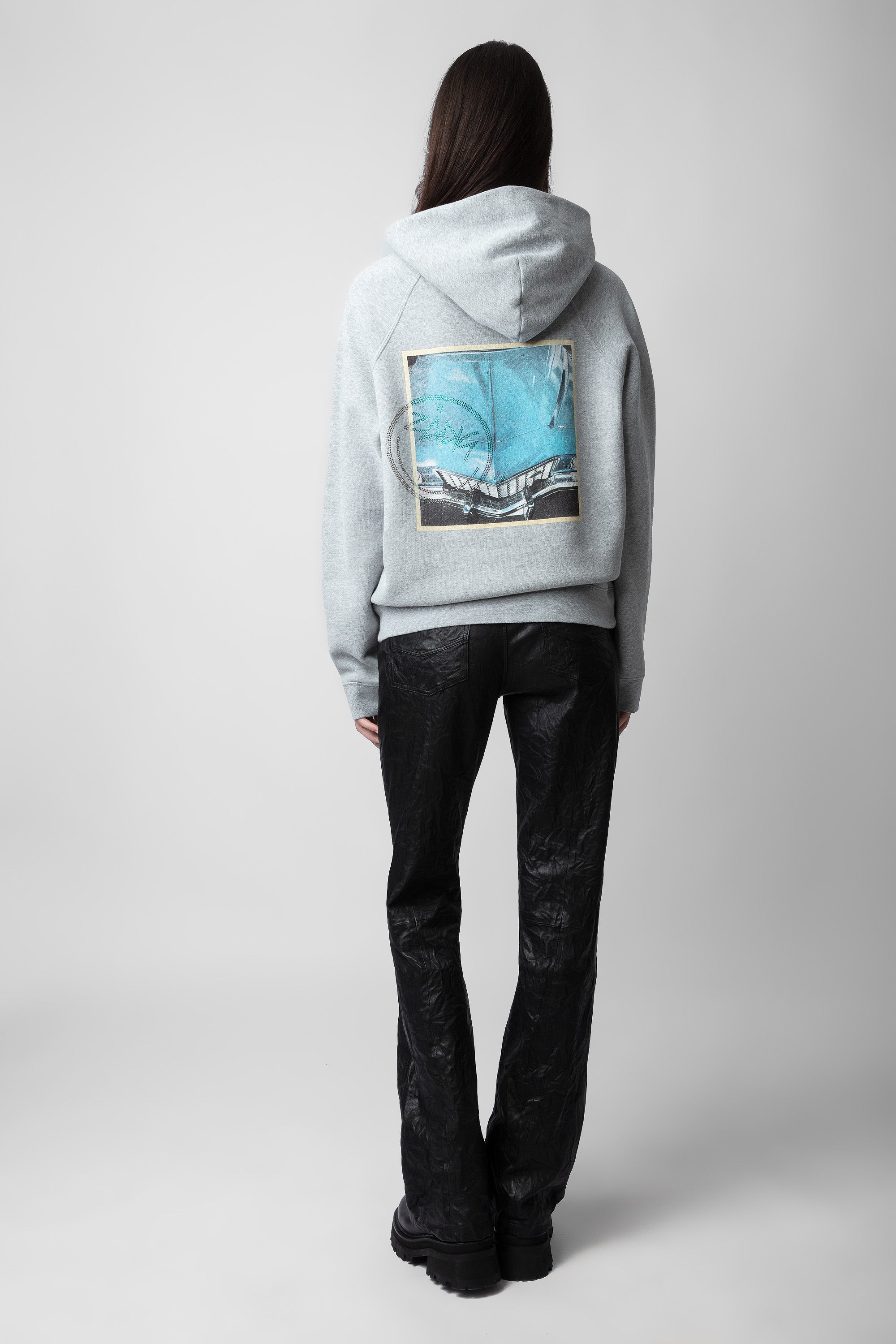 Sweat-shirt Georgy Strass Photoprint - Gris Chine