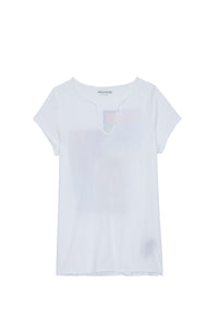 T-shirt à col tunisien - Blanc