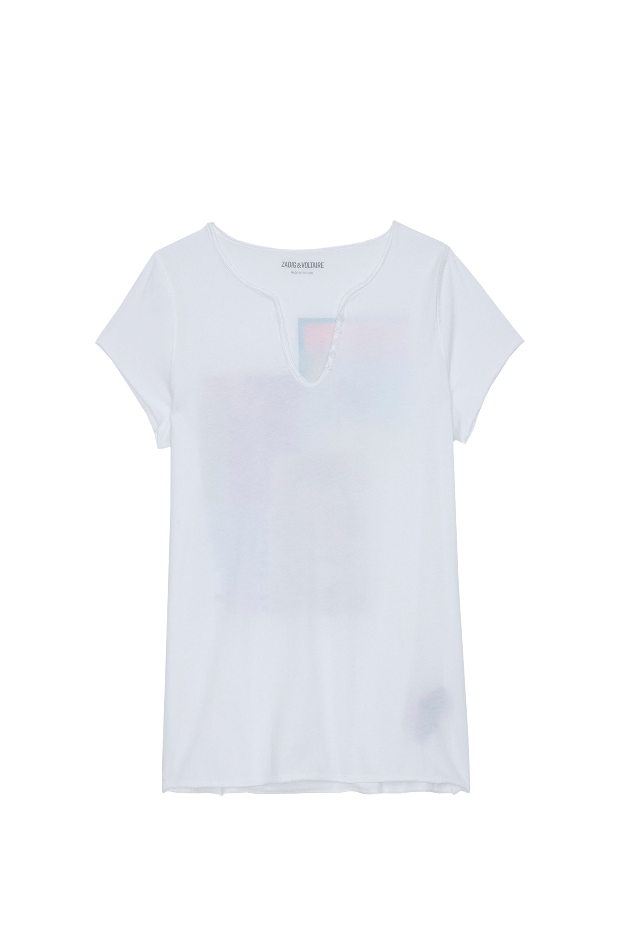 T-shirt à col tunisien - Blanc