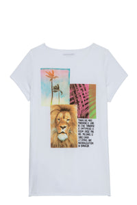 T-shirt à col tunisien - Blanc