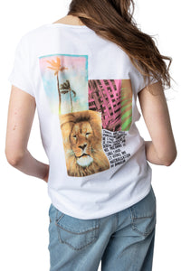 T-shirt à col tunisien - Blanc