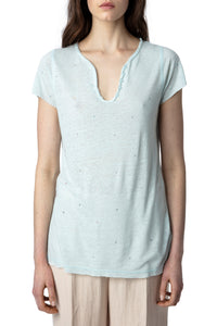 Tunisian linen T-shirt - Celadon