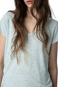 Tunisian linen T-shirt - Celadon