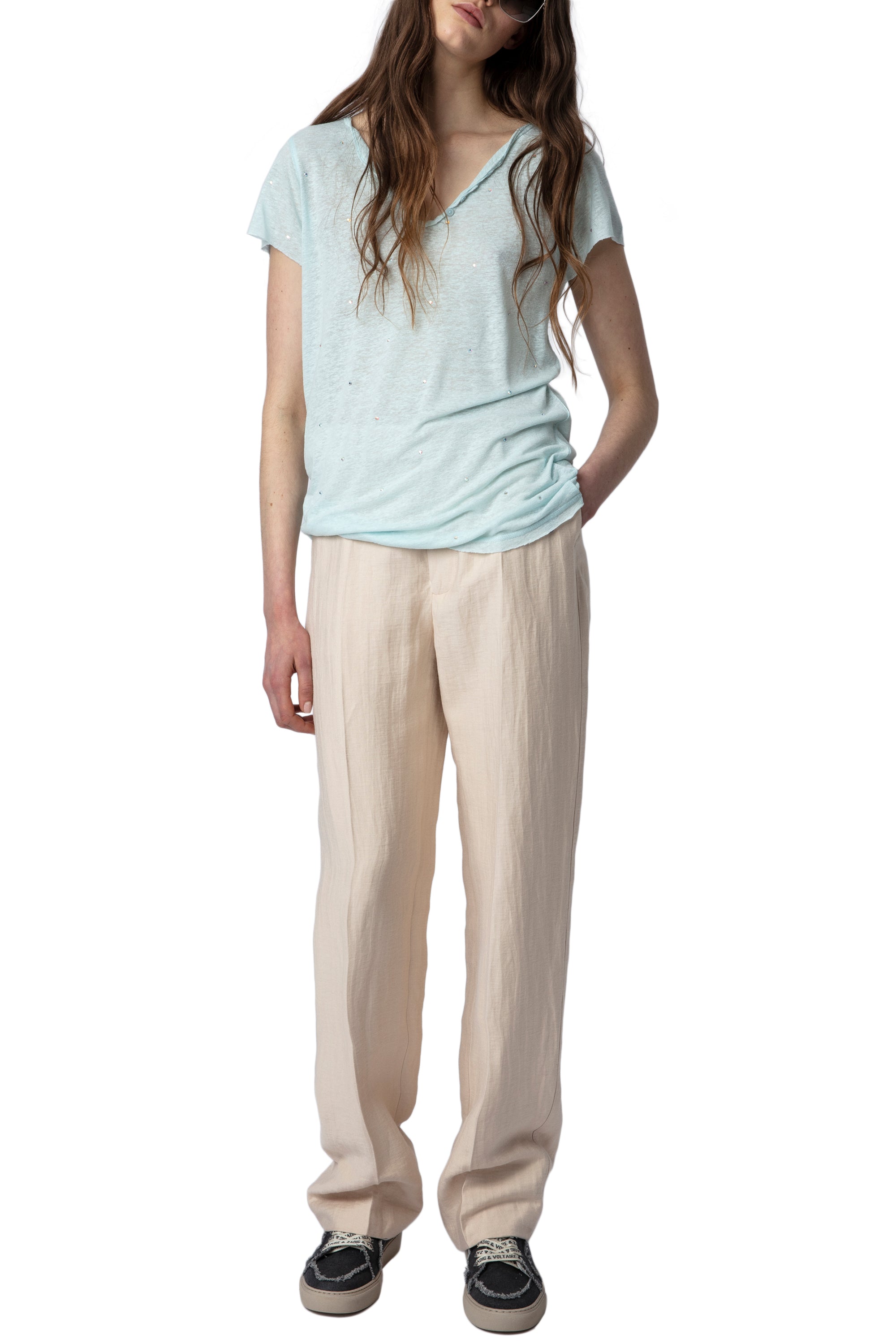 Tunisian linen T-shirt - Celadon