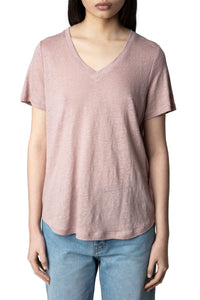 Atia Wings linen T-shirt - Mauve
