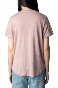 Atia Wings linen T-shirt - Mauve