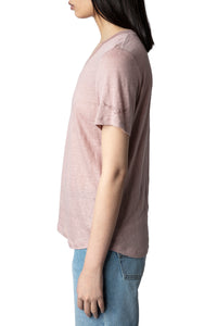 Atia Wings linen T-shirt - Mauve