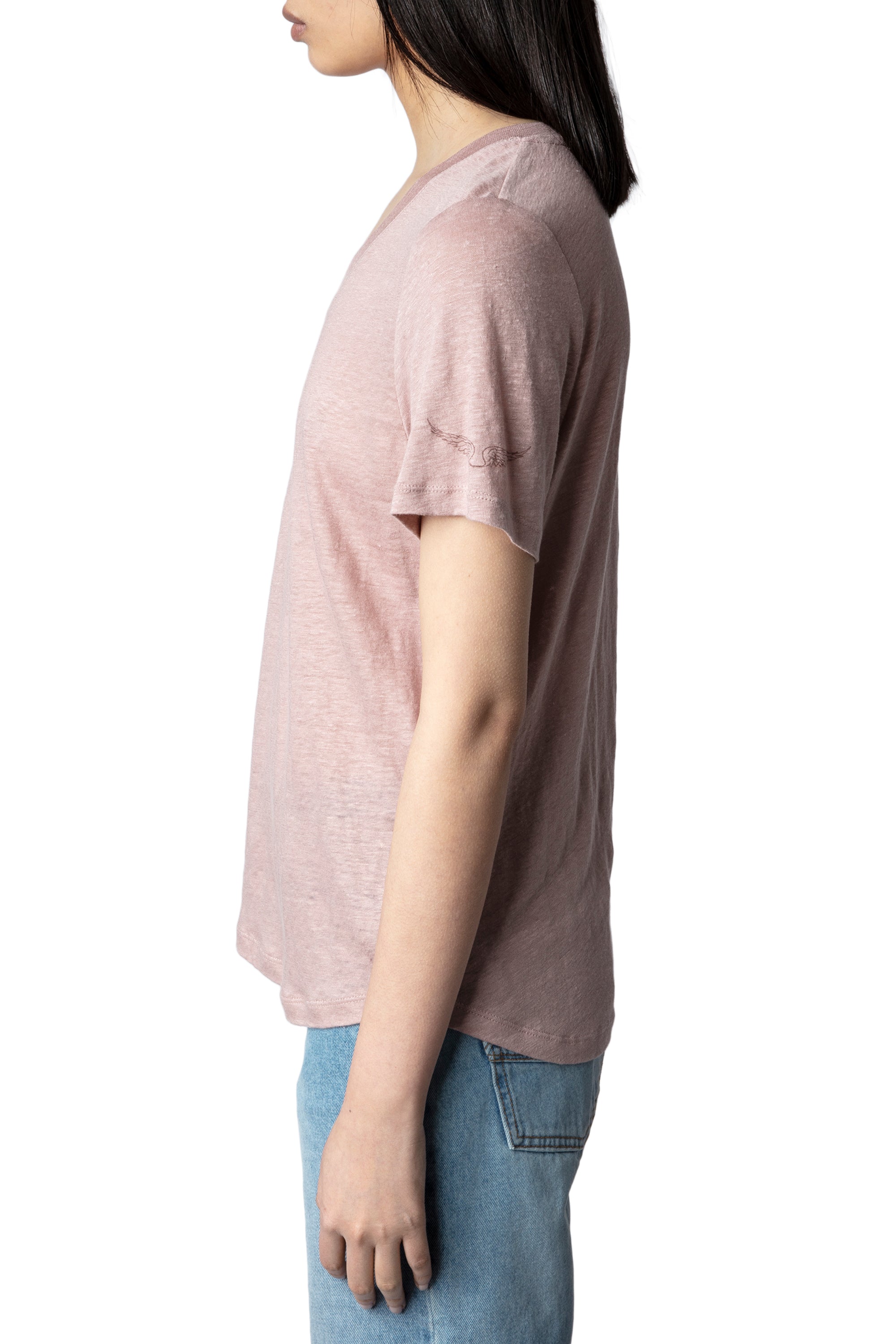 Atia Wings linen T-shirt - Mauve