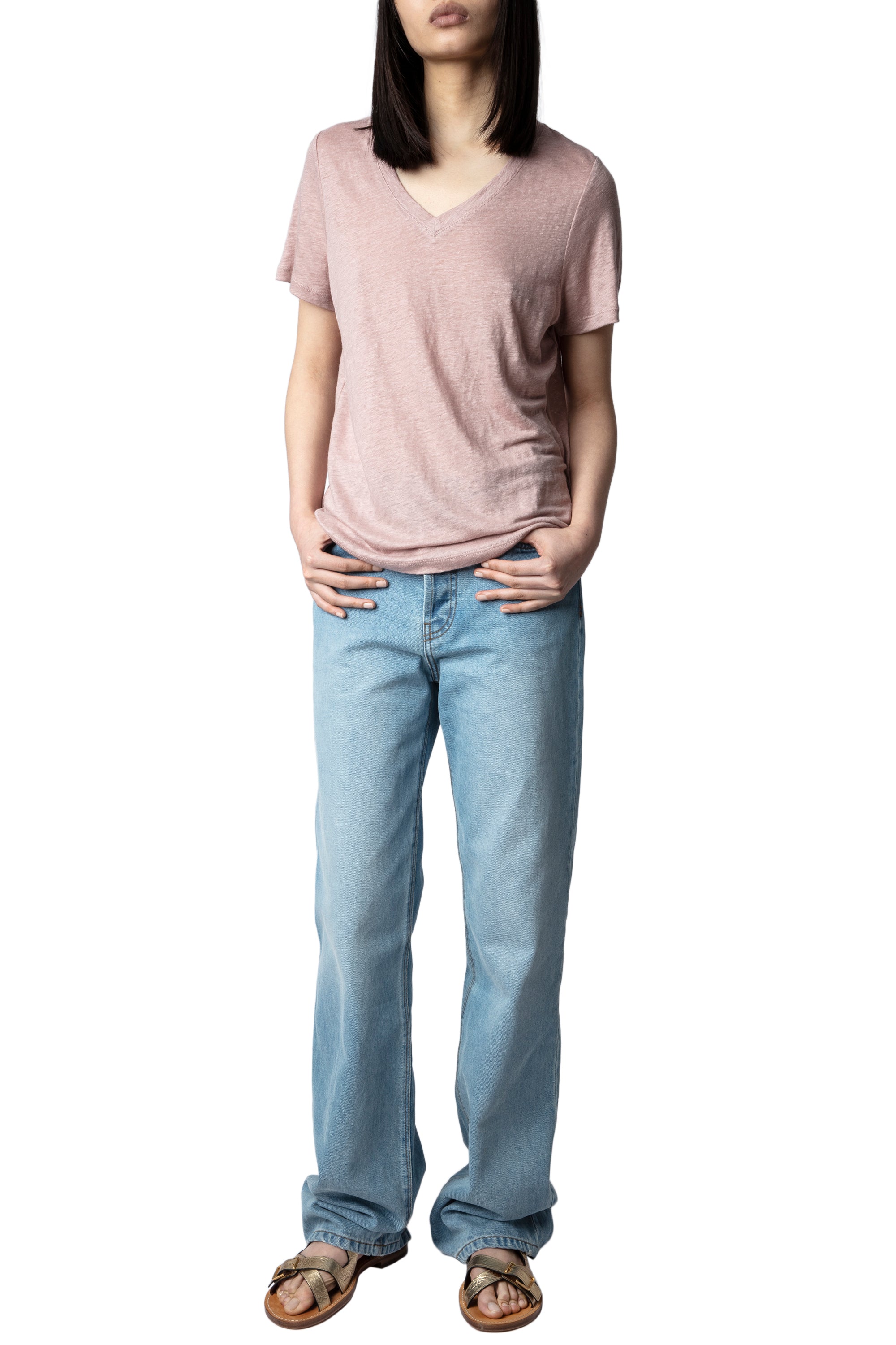 Atia Wings linen T-shirt - Mauve