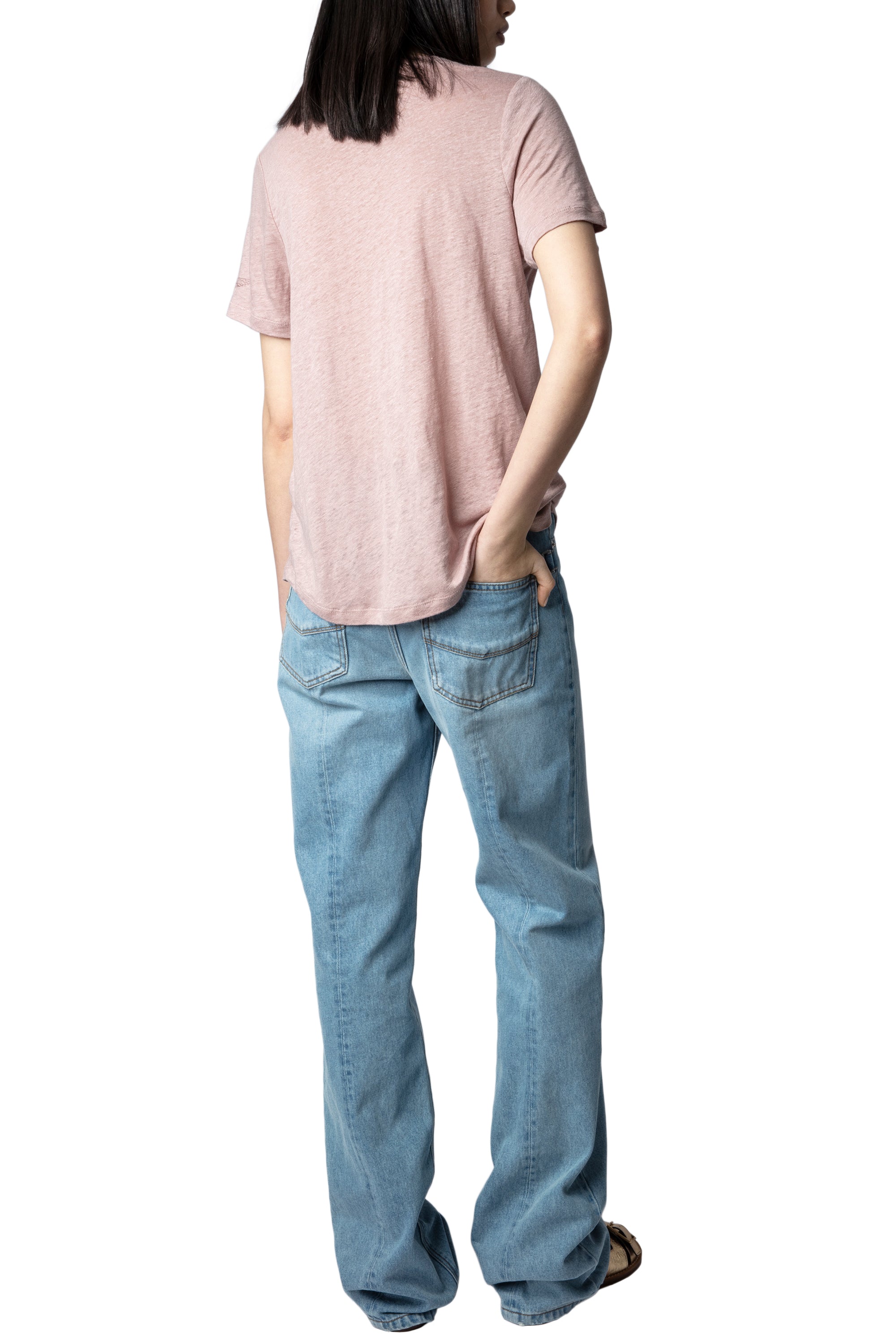 Atia Wings linen T-shirt - Mauve