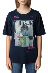 Bow Photoprint Strass T-shirt - Ink
