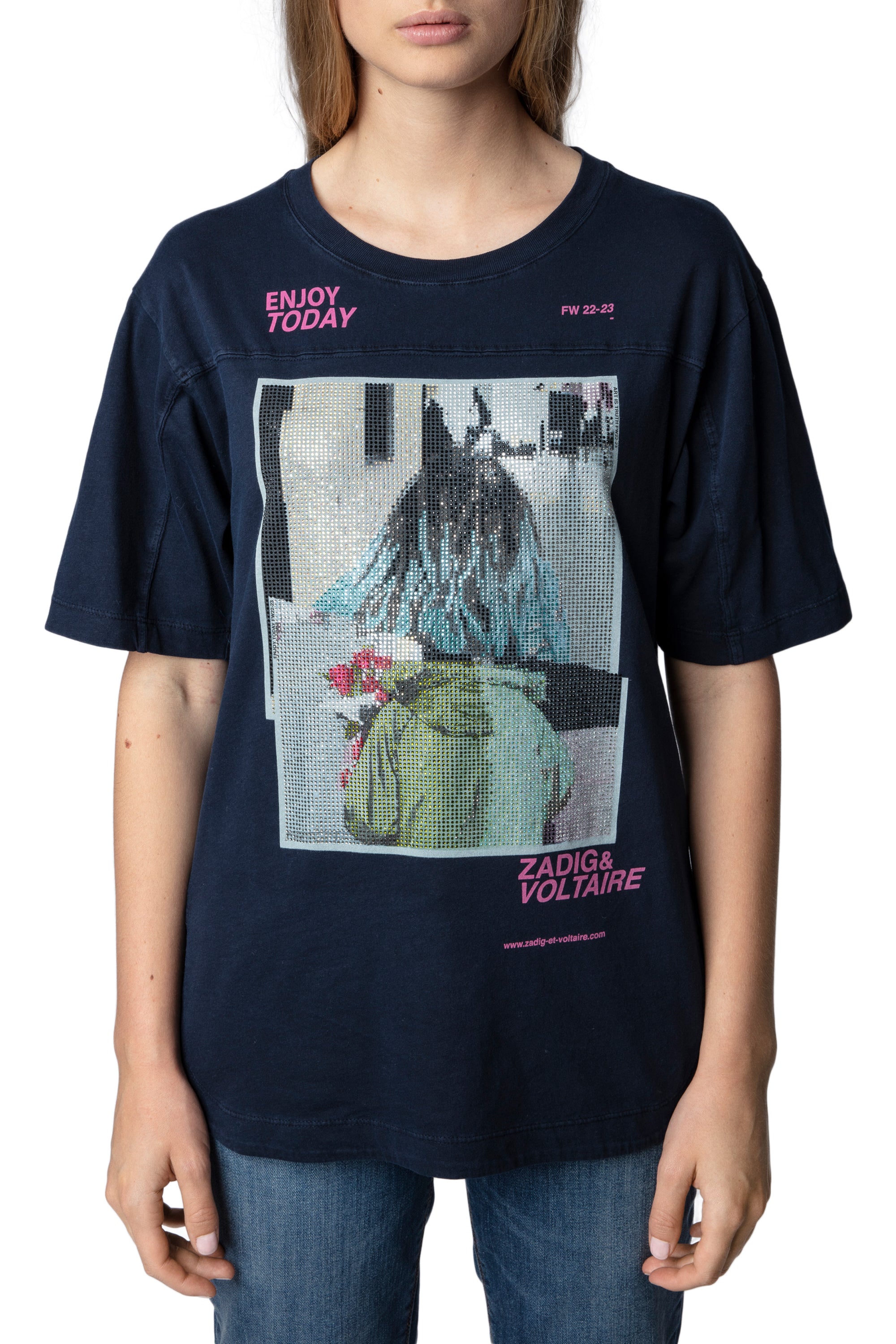 Bow Photoprint Strass T-shirt - Ink