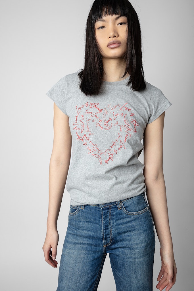ZHORS CHINA GREY LINE SKINNY HEART ST VALENTINE STRAS