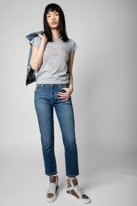 ZHORS CHINA GREY LINE SKINNY HEART ST VALENTINE STRAS