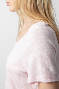 Atia Wings linen T-shirt - Soft Pink
