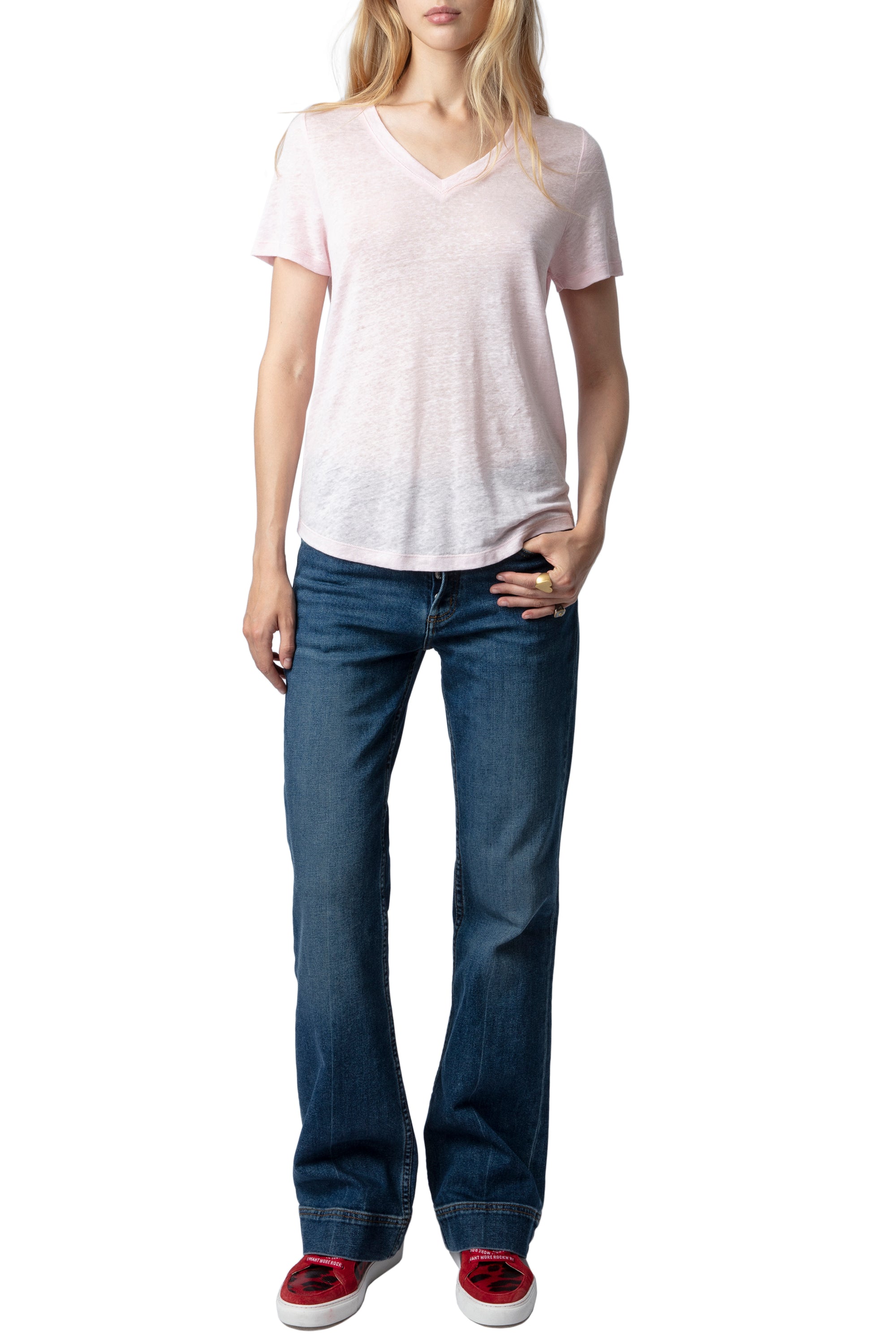 Atia Wings linen T-shirt - Soft Pink